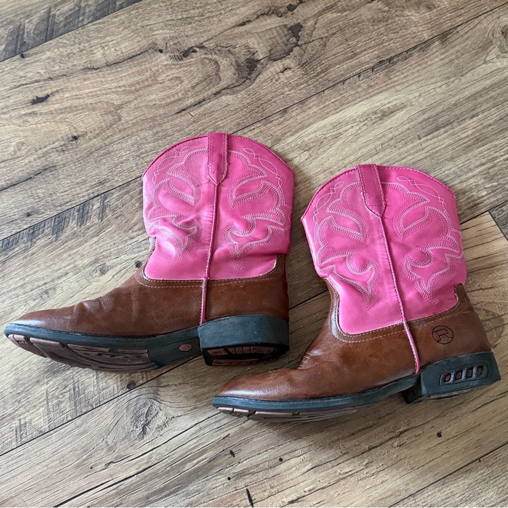 Girls Pink and Brown Roper Cowgirl Boots -Light up!-Little Girl Size 3 FREE SHIP